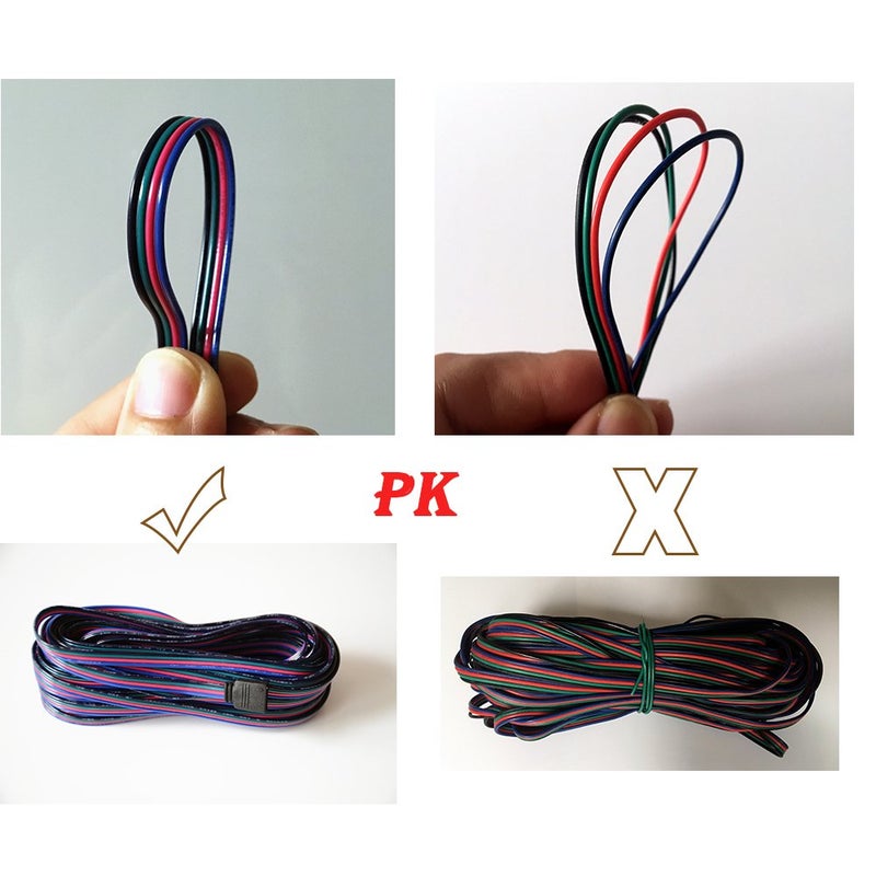 Hualand 10m/32.8ft RGB LED Strip Extension Cable with Full Copper Wires Inside - 4 Pin RGB Wire for 5050 3528 LED Strip - Image 4